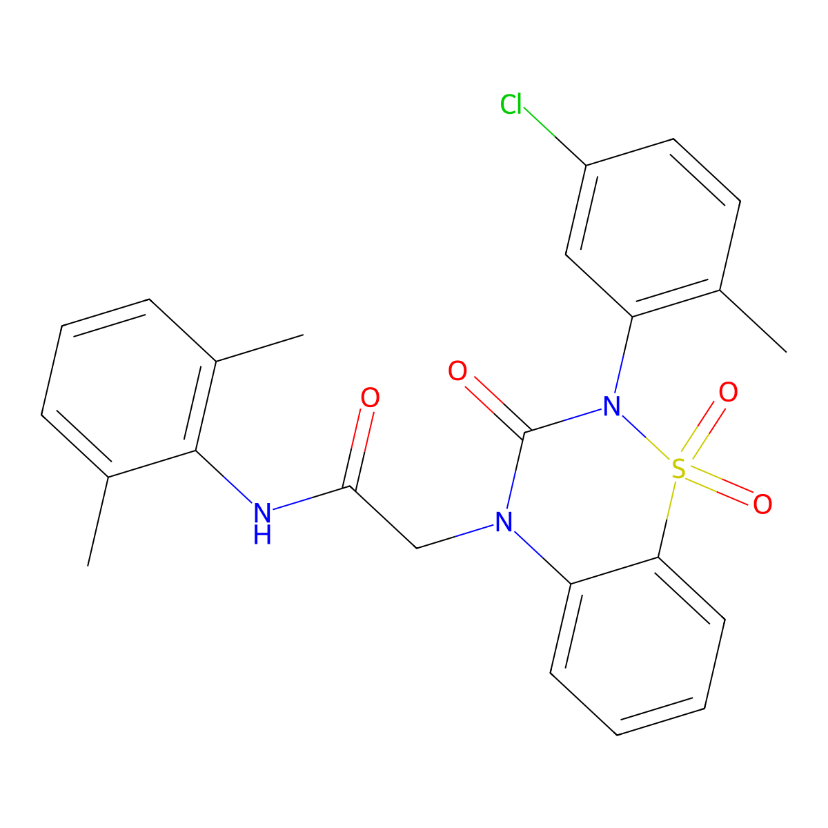 2-[2-(5-chloro-2-methylphenyl)-1,1,3-trioxo-3,4-dihydro-2H-1lambda6,2,4-benzothiadiazin-4-yl]-N-(2,6-dimethylphenyl)acetamide molecular structure, CAS 2549056-37-1