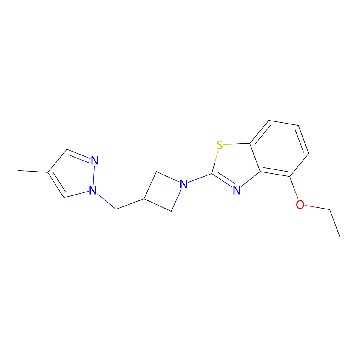 4-ethoxy-2-{3-[(4-methyl-1H-pyrazol-1-yl)methyl]azetidin-1-yl}-1,3-benzothiazole molecular structure, CAS 2549056-42-8