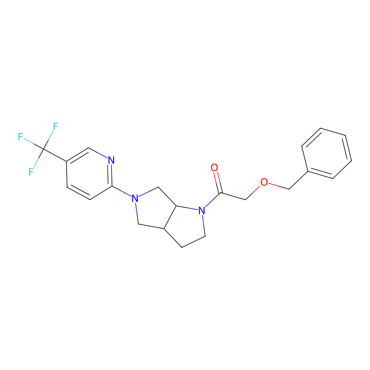 2-(Benzyloxy)-1-{5-[5-(trifluoromethyl)pyridin-2-yl]-octahydropyrrolo[3,4-b]pyrrol-1-yl}ethan-1-one molecular structure, CAS 2549056-48-4