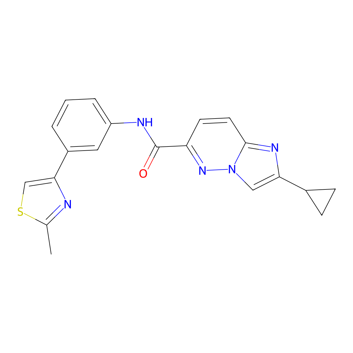 2-cyclopropyl-N-[3-(2-methyl-1,3-thiazol-4-yl)phenyl]imidazo[1,2-b]pyridazine-6-carboxamide molecular structure, CAS 2549056-50-8