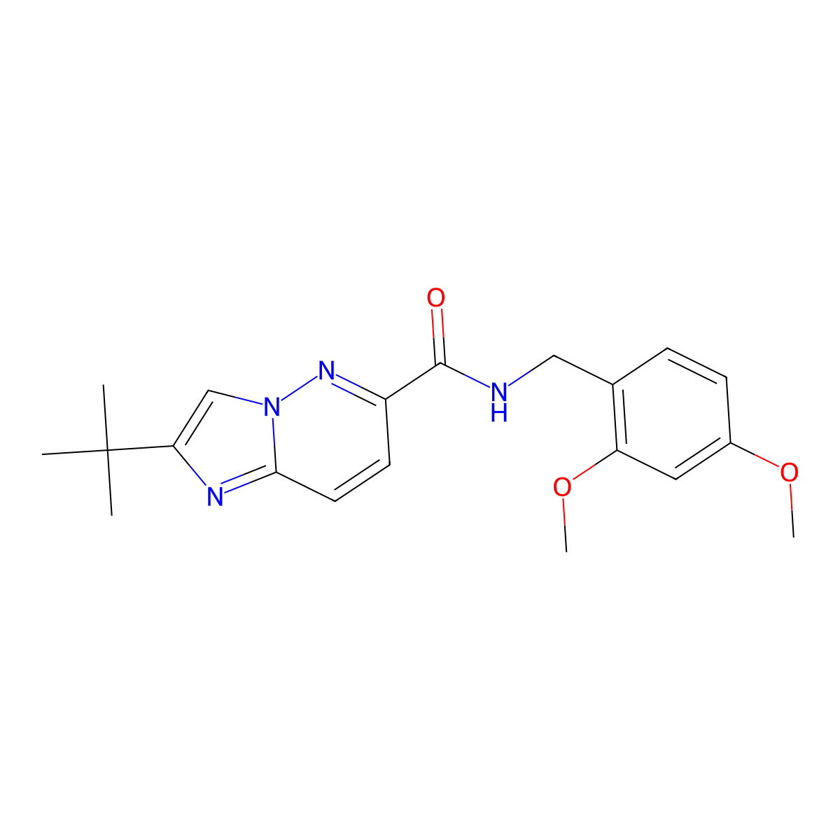 2-tert-butyl-N-[(2,4-dimethoxyphenyl)methyl]imidazo[1,2-b]pyridazine-6-carboxamide molecular structure, CAS 2549056-51-9