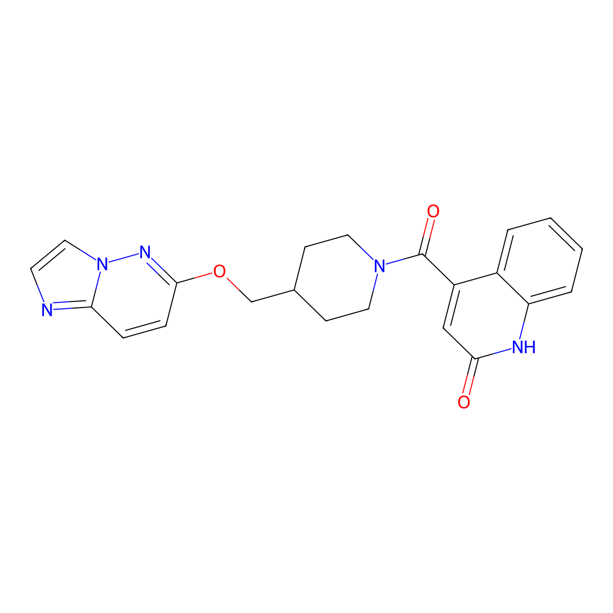 4-[4-({Imidazo[1,2-b]pyridazin-6-yloxy}methyl)piperidine-1-carbonyl]quinolin-2-ol molecular structure, CAS 2549056-53-1