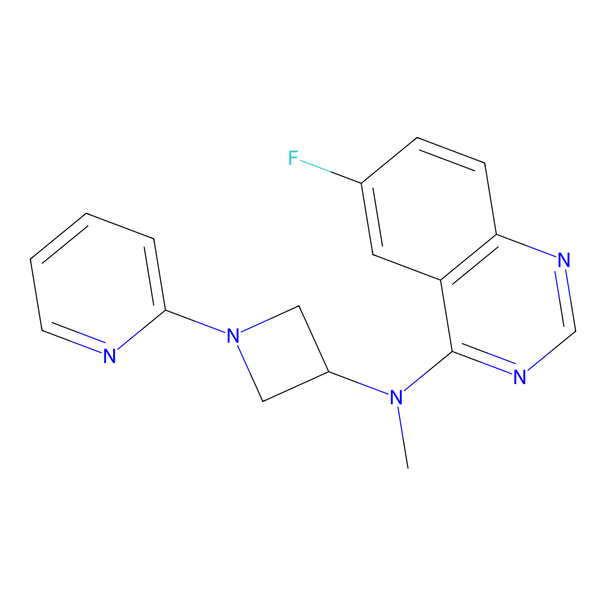 6-fluoro-N-methyl-N-[1-(pyridin-2-yl)azetidin-3-yl]quinazolin-4-amine molecular structure, CAS 2549056-56-4