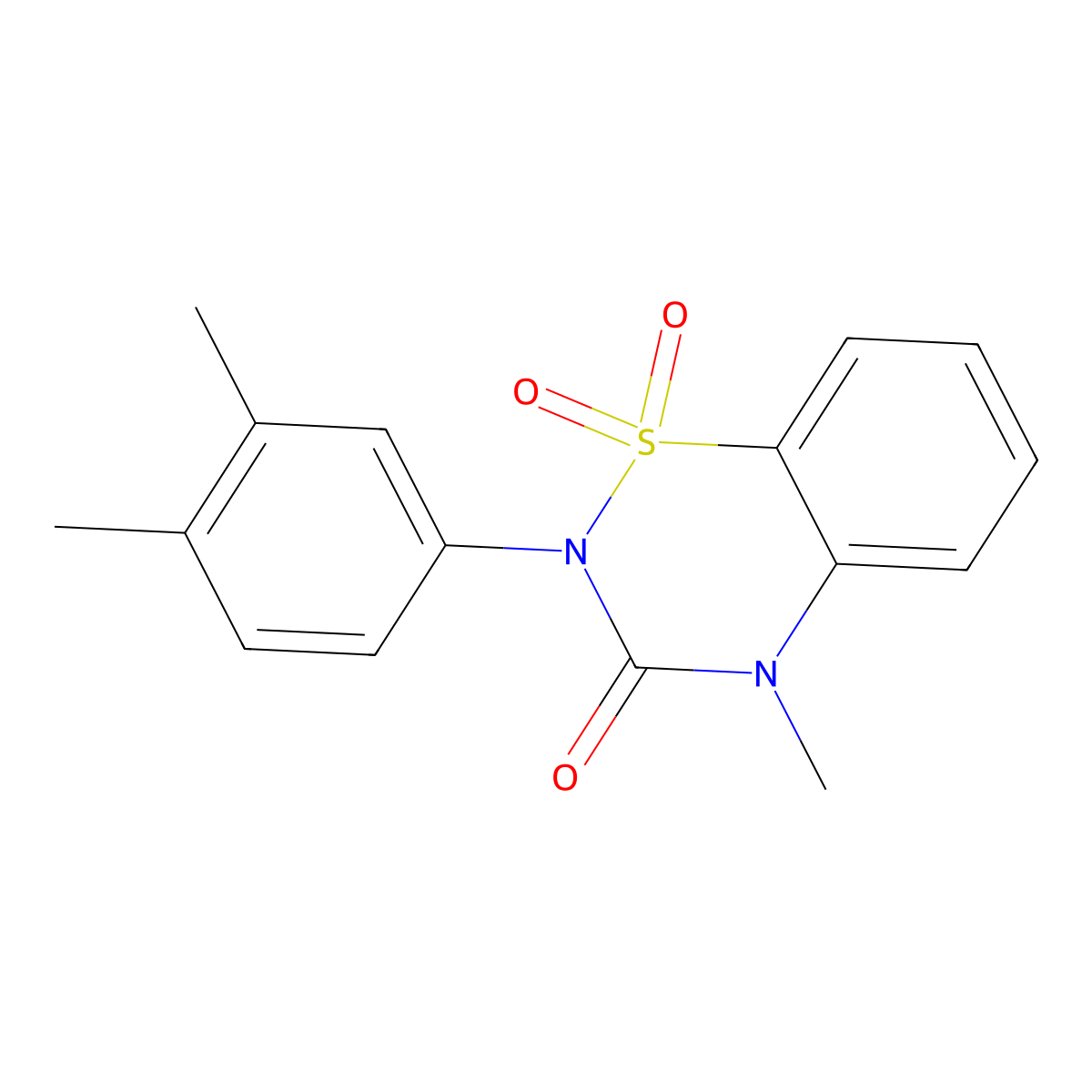 2-(3,4-dimethylphenyl)-4-methyl-3,4-dihydro-2H-1lambda6,2,4-benzothiadiazine-1,1,3-trione molecular structure, CAS 2549056-59-7