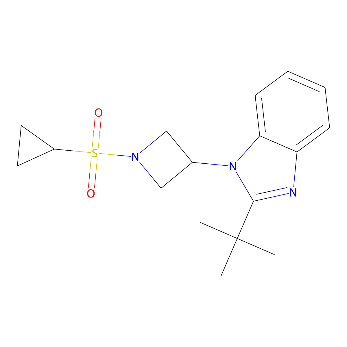 2-tert-butyl-1-[1-(cyclopropanesulfonyl)azetidin-3-yl]-1H-1,3-benzodiazole molecular structure, CAS 2549056-60-0