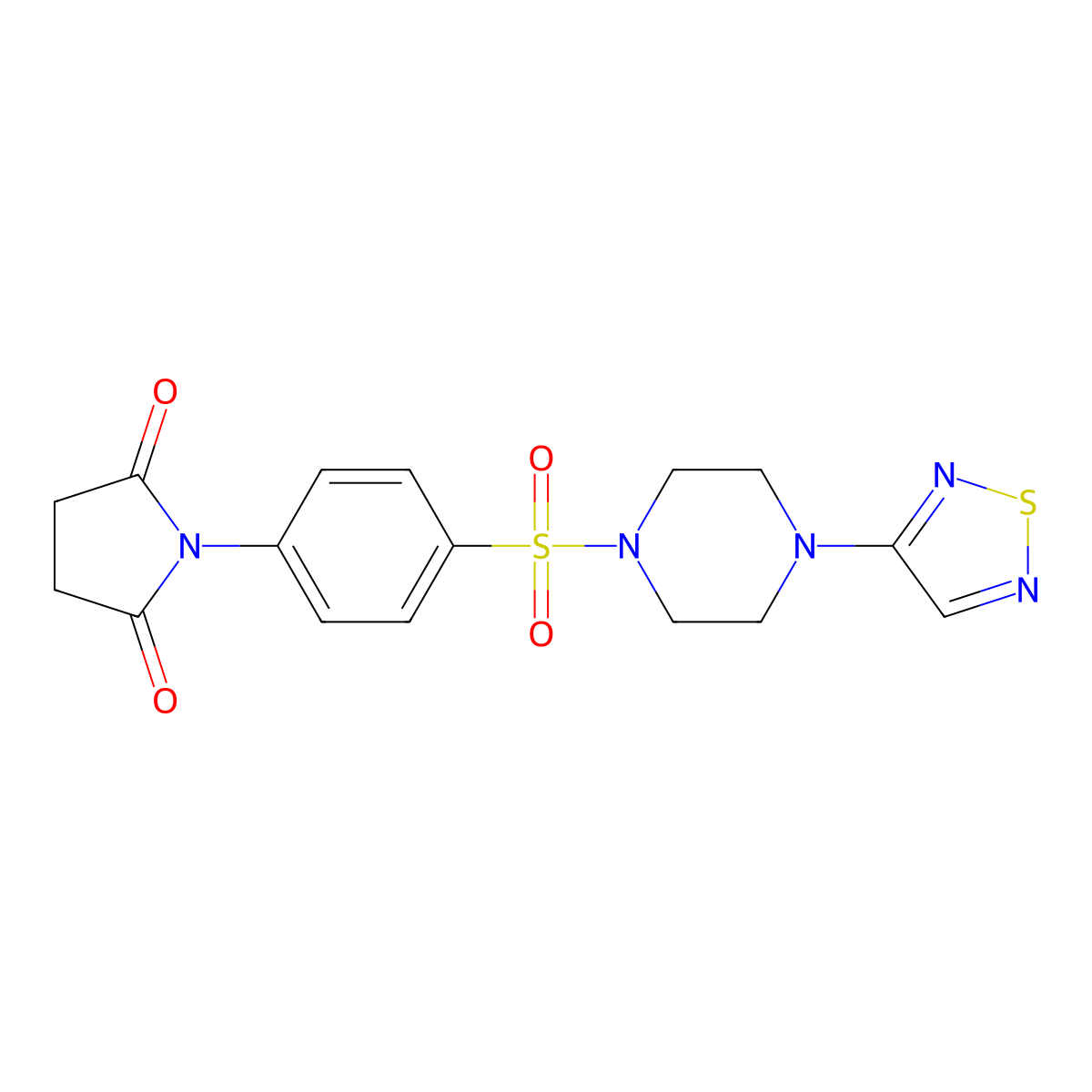 1-(4-{[4-(1,2,5-Thiadiazol-3-yl)piperazin-1-yl]sulfonyl}phenyl)pyrrolidine-2,5-dione molecular structure, CAS 2549056-61-1