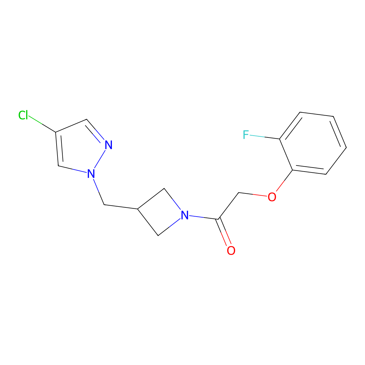 1-{3-[(4-chloro-1H-pyrazol-1-yl)methyl]azetidin-1-yl}-2-(2-fluorophenoxy)ethan-1-one molecular structure, CAS 2549056-63-3