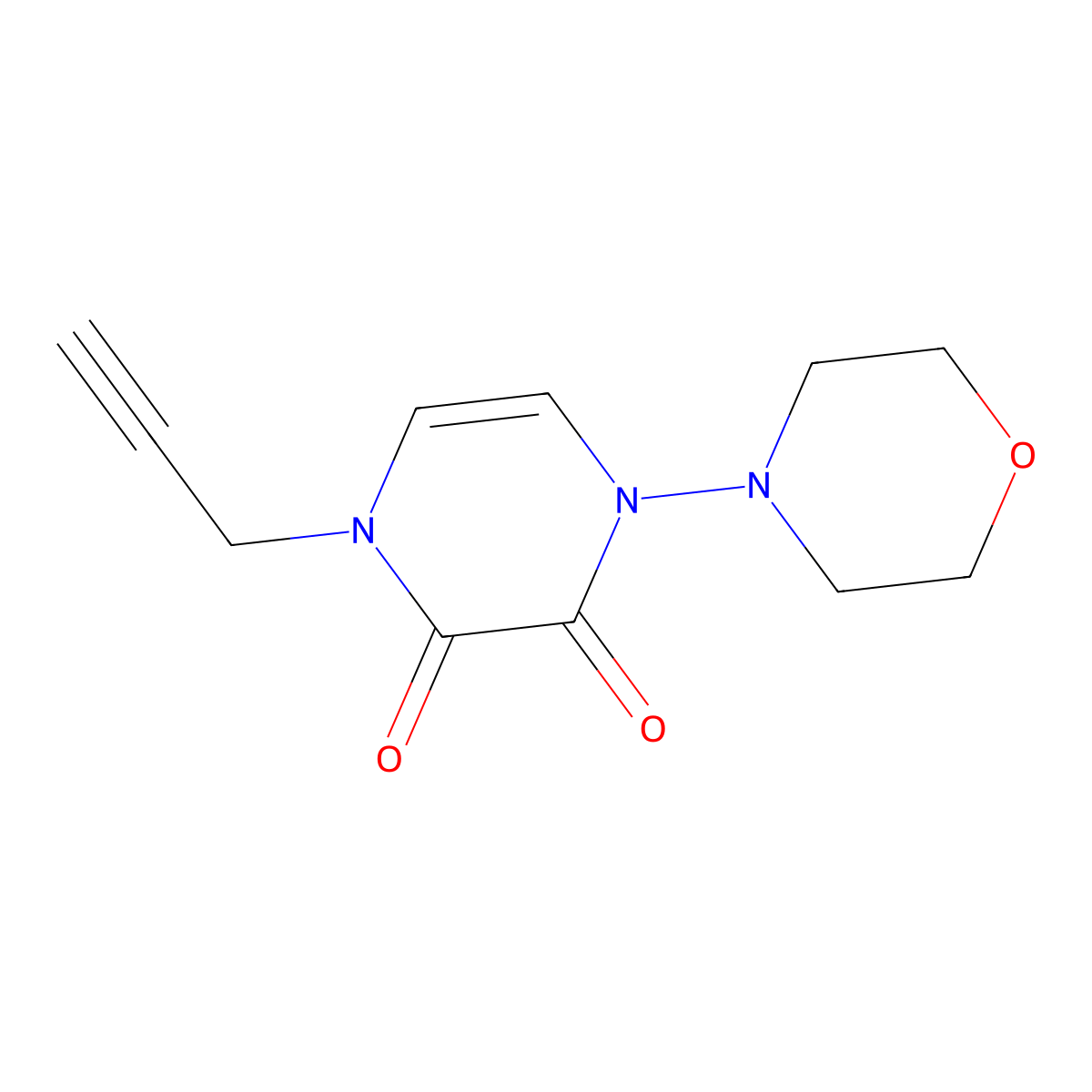 1-(Morpholin-4-yl)-4-(prop-2-yn-1-yl)-1,2,3,4-tetrahydropyrazine-2,3-dione molecular structure, CAS 2549056-64-4