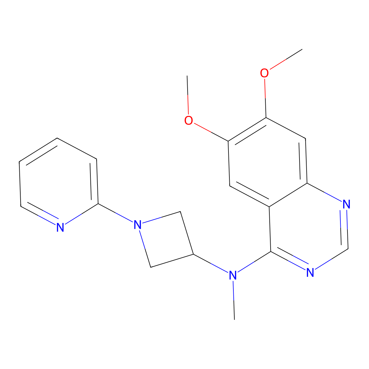 6,7-dimethoxy-N-methyl-N-[1-(pyridin-2-yl)azetidin-3-yl]quinazolin-4-amine molecular structure, CAS 2549056-67-7