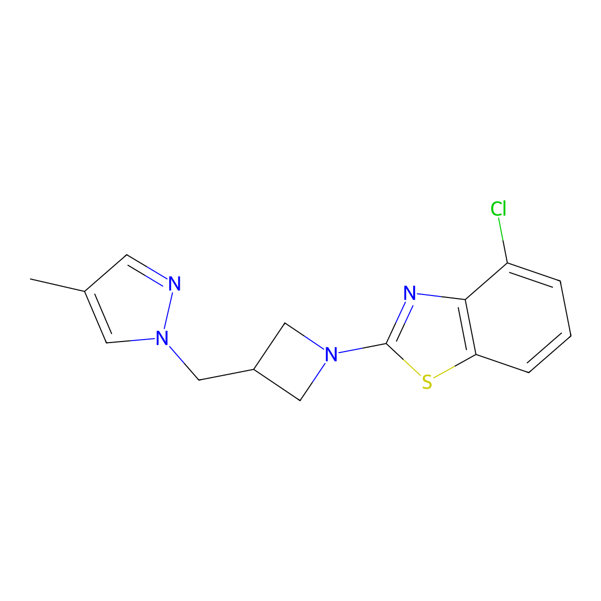 4-chloro-2-{3-[(4-methyl-1H-pyrazol-1-yl)methyl]azetidin-1-yl}-1,3-benzothiazole molecular structure, CAS 2549056-77-9