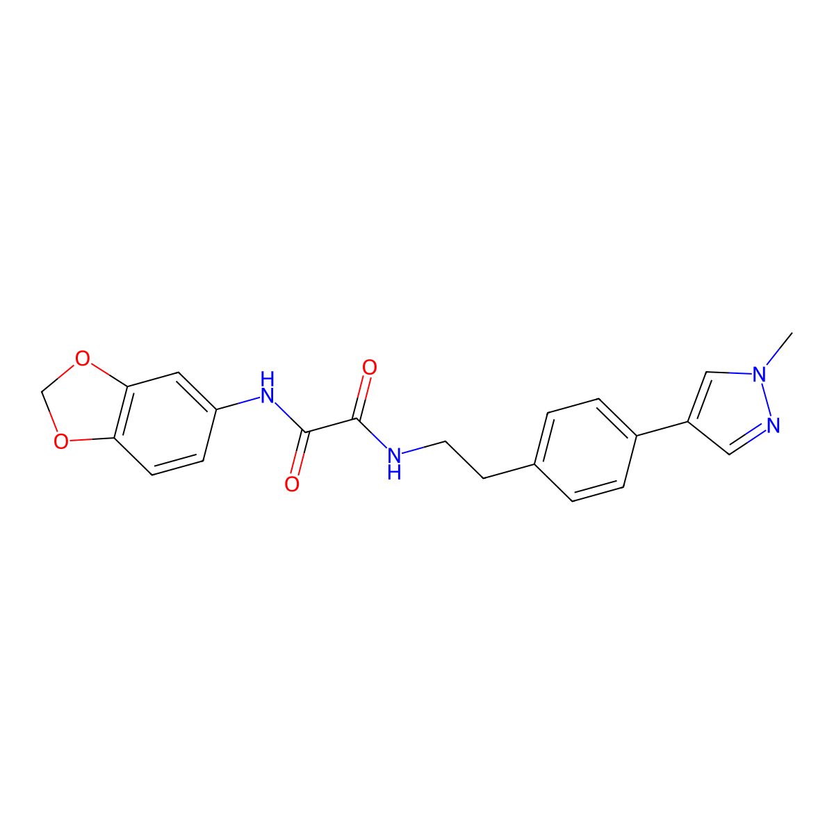 N-(2H-1,3-benzodioxol-5-yl)-N'-{2-[4-(1-methyl-1H-pyrazol-4-yl)phenyl]ethyl}ethanediamide molecular structure, CAS 2549056-83-7