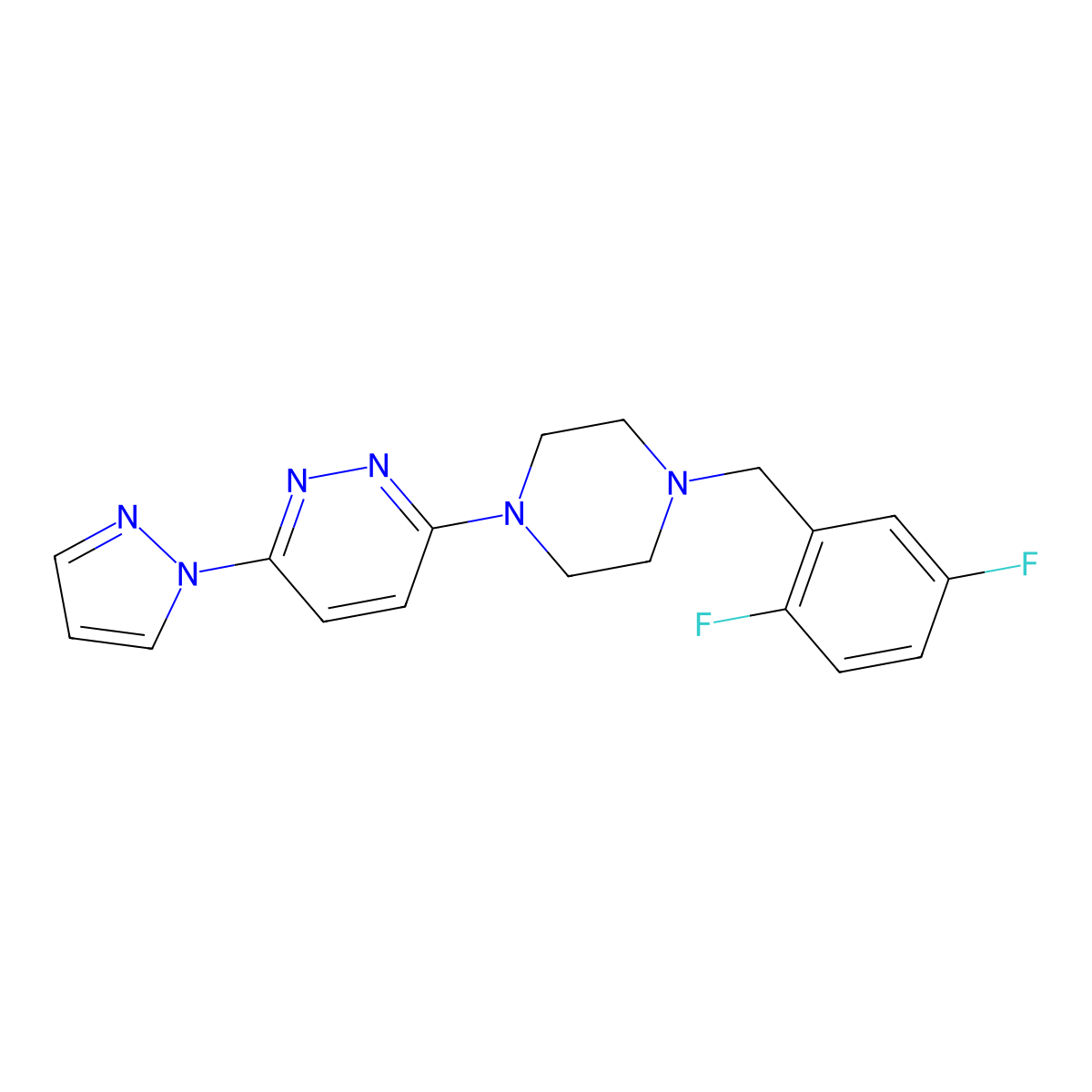 3-{4-[(2,5-difluorophenyl)methyl]piperazin-1-yl}-6-(1H-pyrazol-1-yl)pyridazine molecular structure, CAS 2549056-86-0