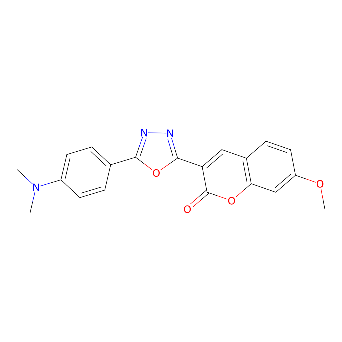 3-{5-[4-(dimethylamino)phenyl]-1,3,4-oxadiazol-2-yl}-7-methoxy-2H-chromen-2-one molecular structure, CAS 2549062-37-3