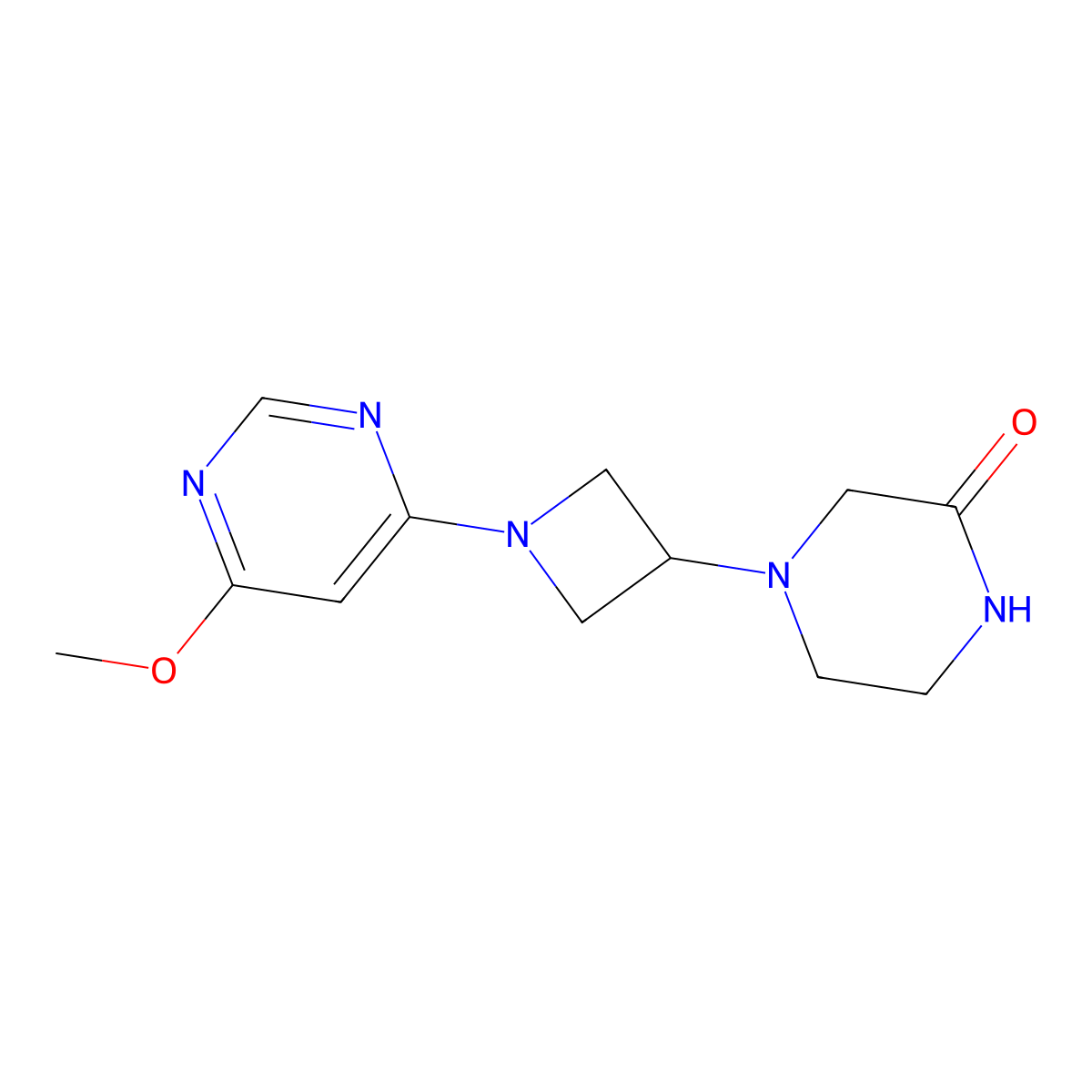 4-[1-(6-Methoxypyrimidin-4-yl)azetidin-3-yl]piperazin-2-one molecular structure, CAS 2549062-38-4