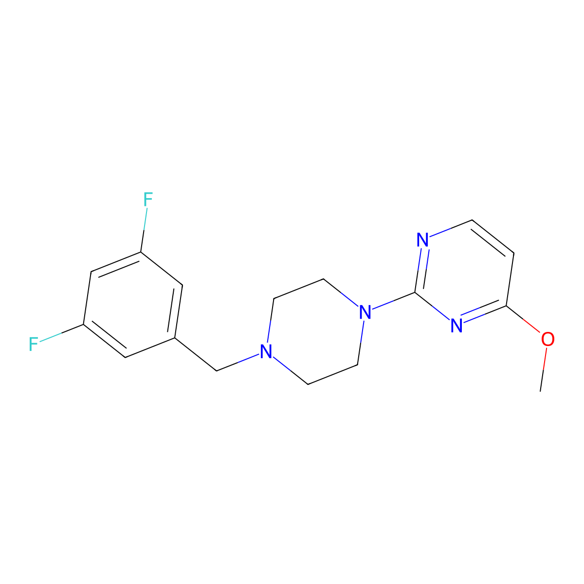 2-{4-[(3,5-Difluorophenyl)methyl]piperazin-1-yl}-4-methoxypyrimidine molecular structure, CAS 2549062-39-5