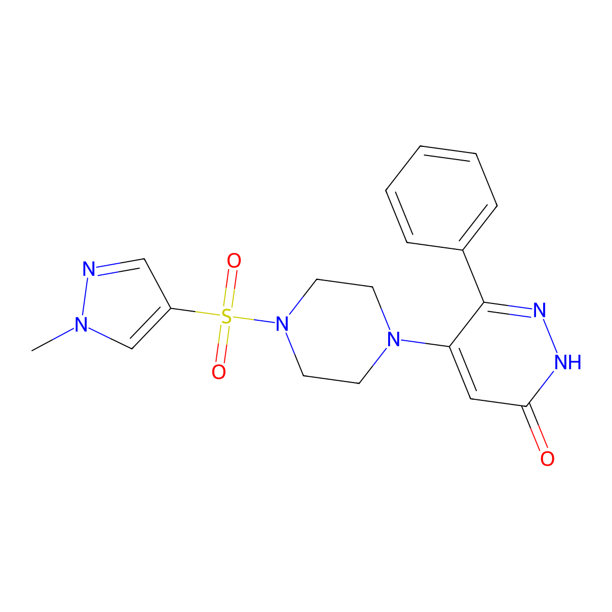 5-{4-[(1-methyl-1H-pyrazol-4-yl)sulfonyl]piperazin-1-yl}-6-phenyl-2,3-dihydropyridazin-3-one molecular structure, CAS 2549062-41-9