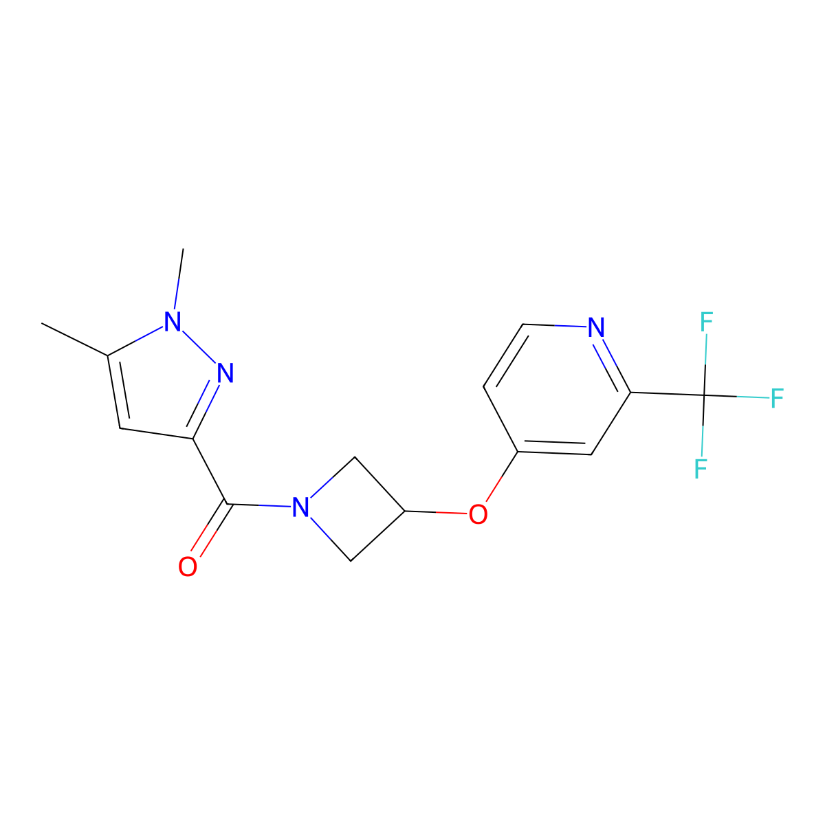 4-{[1-(1,5-dimethyl-1H-pyrazole-3-carbonyl)azetidin-3-yl]oxy}-2-(trifluoromethyl)pyridine molecular structure, CAS 2549062-43-1