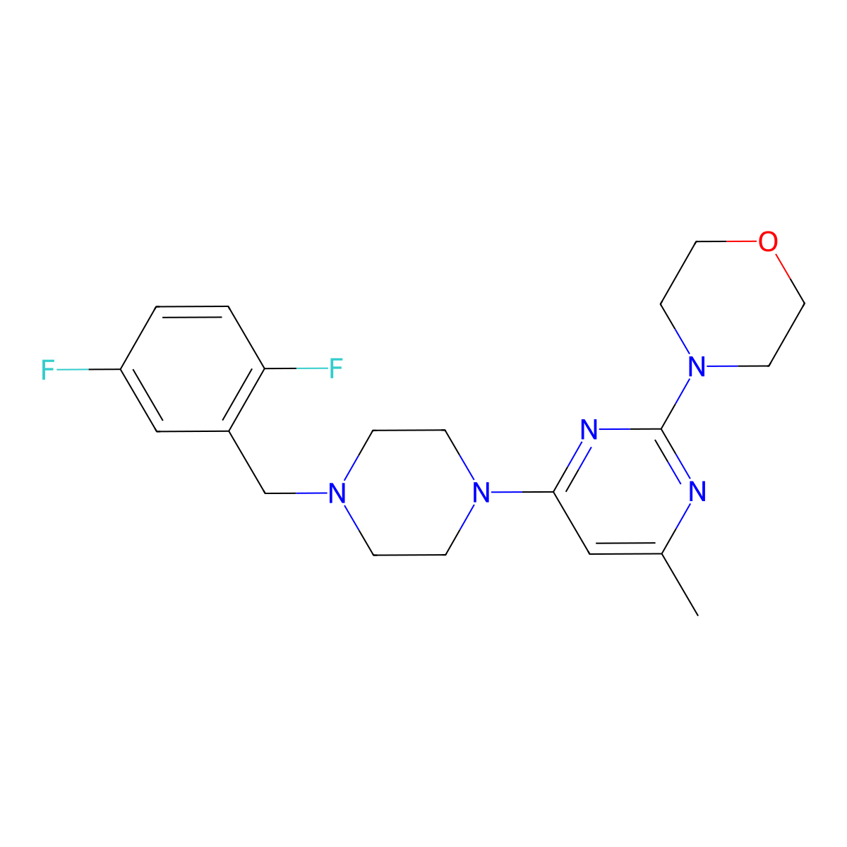 4-(4-{4-[(2,5-Difluorophenyl)methyl]piperazin-1-yl}-6-methylpyrimidin-2-yl)morpholine molecular structure, CAS 2549062-58-8