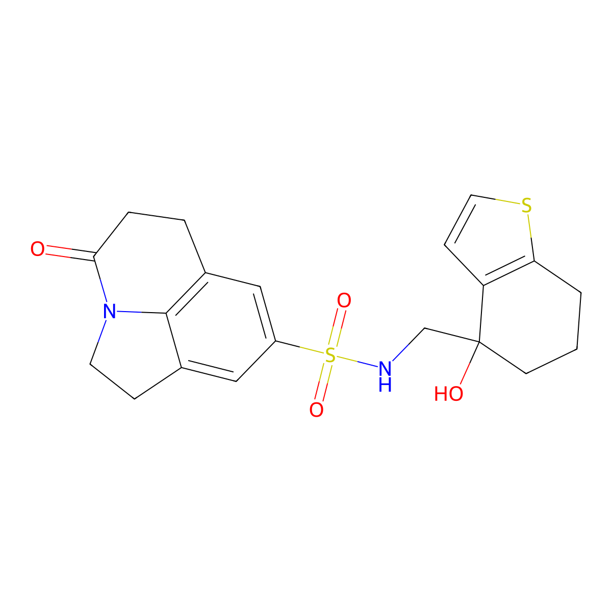 N-[(4-hydroxy-4,5,6,7-tetrahydro-1-benzothiophen-4-yl)methyl]-11-oxo-1-azatricyclo[6.3.1.0^{4,12}]dodeca-4(12),5,7-triene-6-sulfonamide molecular structure, CAS 2549062-60-2