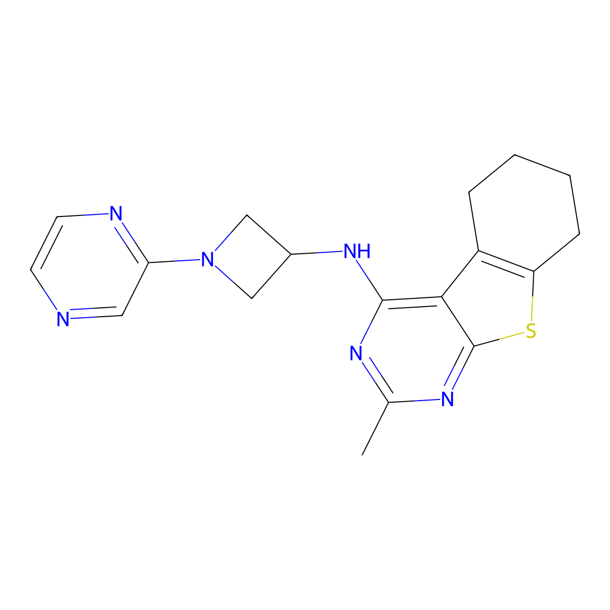 5-methyl-N-[1-(pyrazin-2-yl)azetidin-3-yl]-8-thia-4,6-diazatricyclo[7.4.0.0^{2,7}]trideca-1(9),2,4,6-tetraen-3-amine molecular structure, CAS 2549062-69-1