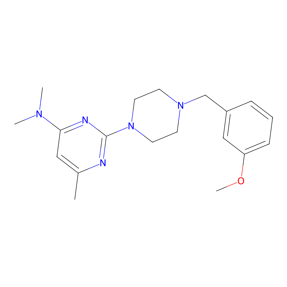2-{4-[(3-methoxyphenyl)methyl]piperazin-1-yl}-N,N,6-trimethylpyrimidin-4-amine molecular structure, CAS 2549062-71-5