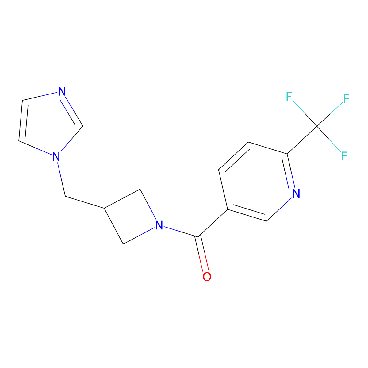 5-{3-[(1H-imidazol-1-yl)methyl]azetidine-1-carbonyl}-2-(trifluoromethyl)pyridine molecular structure, CAS 2549062-76-0