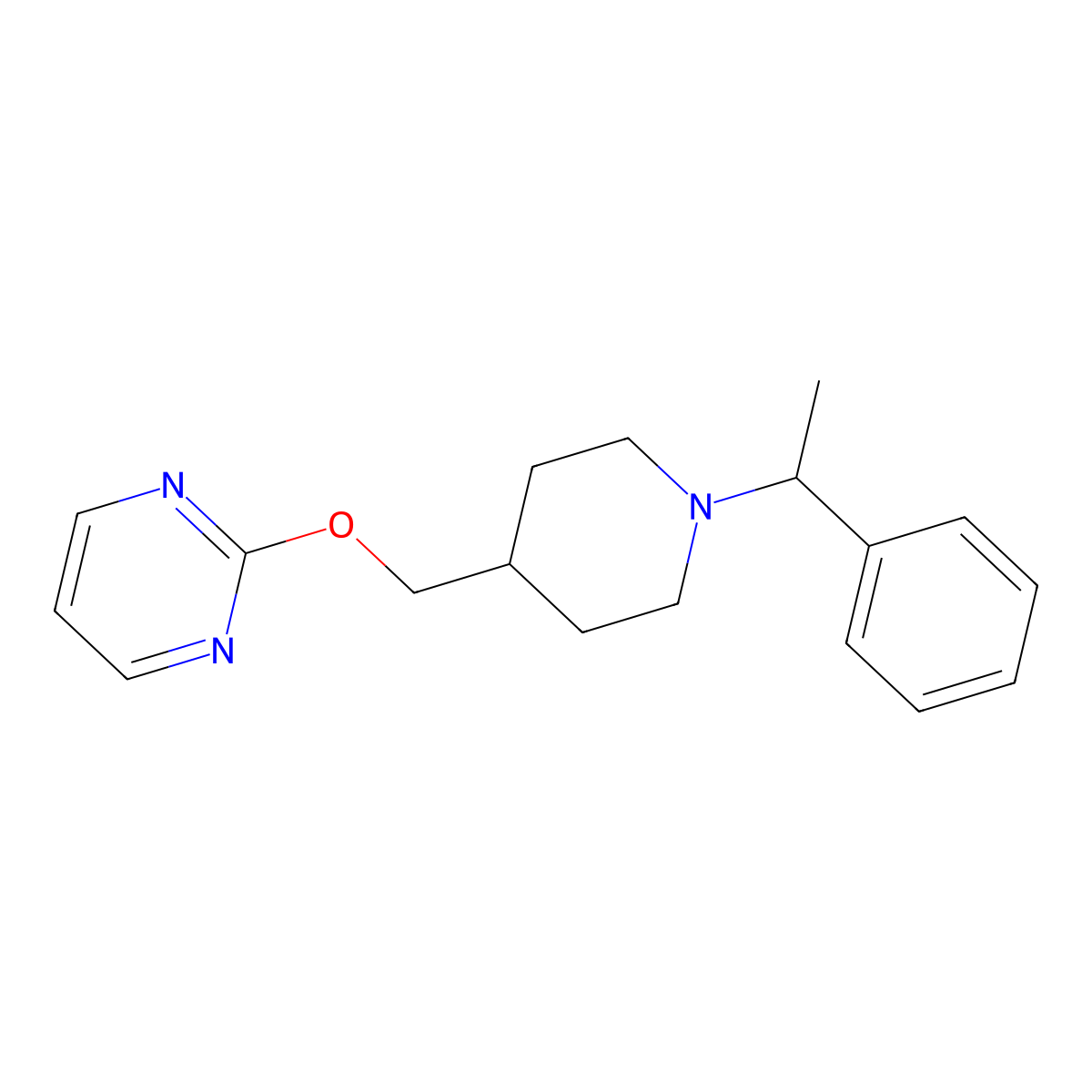 2-{[1-(1-Phenylethyl)piperidin-4-yl]methoxy}pyrimidine molecular structure, CAS 2549062-79-3