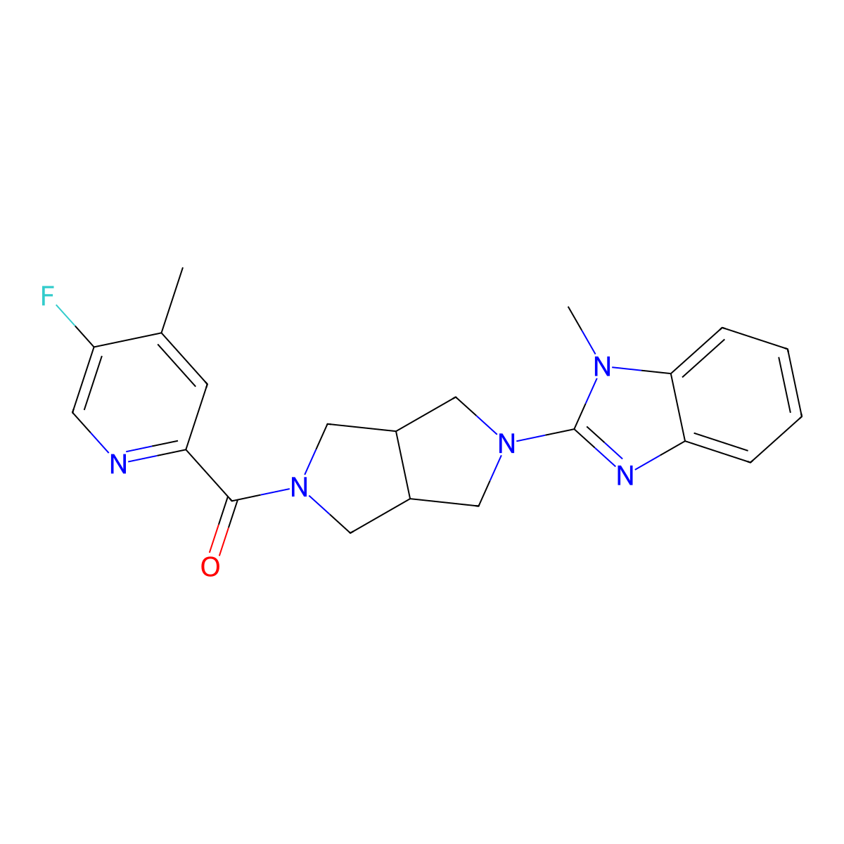 2-[5-(5-fluoro-4-methylpyridine-2-carbonyl)-octahydropyrrolo[3,4-c]pyrrol-2-yl]-1-methyl-1H-1,3-benzodiazole molecular structure, CAS 2549062-82-8