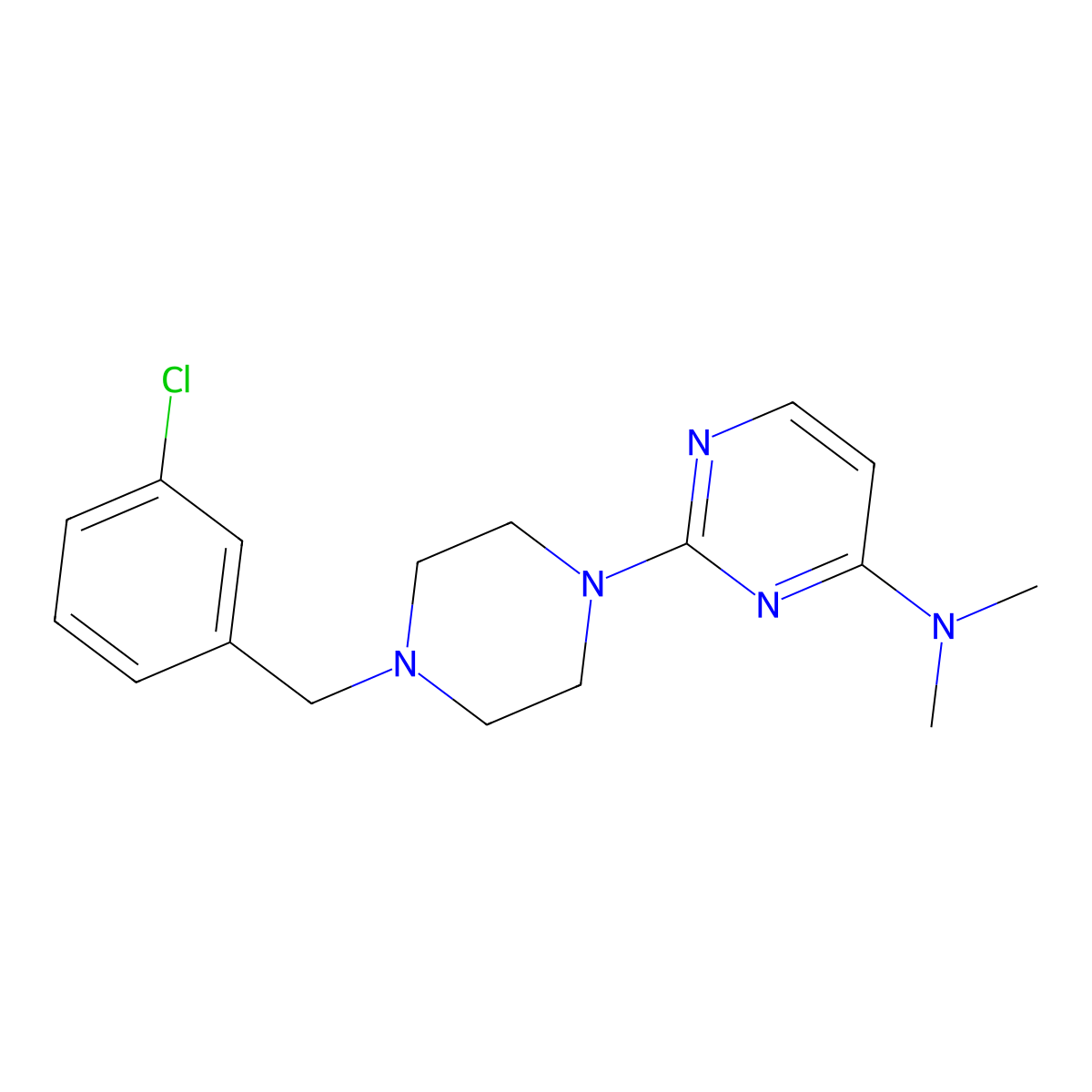 2-{4-[(3-chlorophenyl)methyl]piperazin-1-yl}-N,N-dimethylpyrimidin-4-amine molecular structure, CAS 2549062-85-1