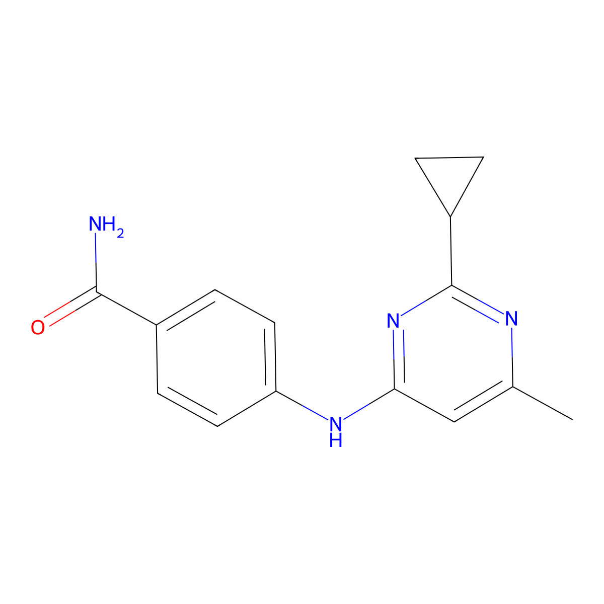 4-[(2-Cyclopropyl-6-methylpyrimidin-4-yl)amino]benzamide molecular structure, CAS 2549062-89-5