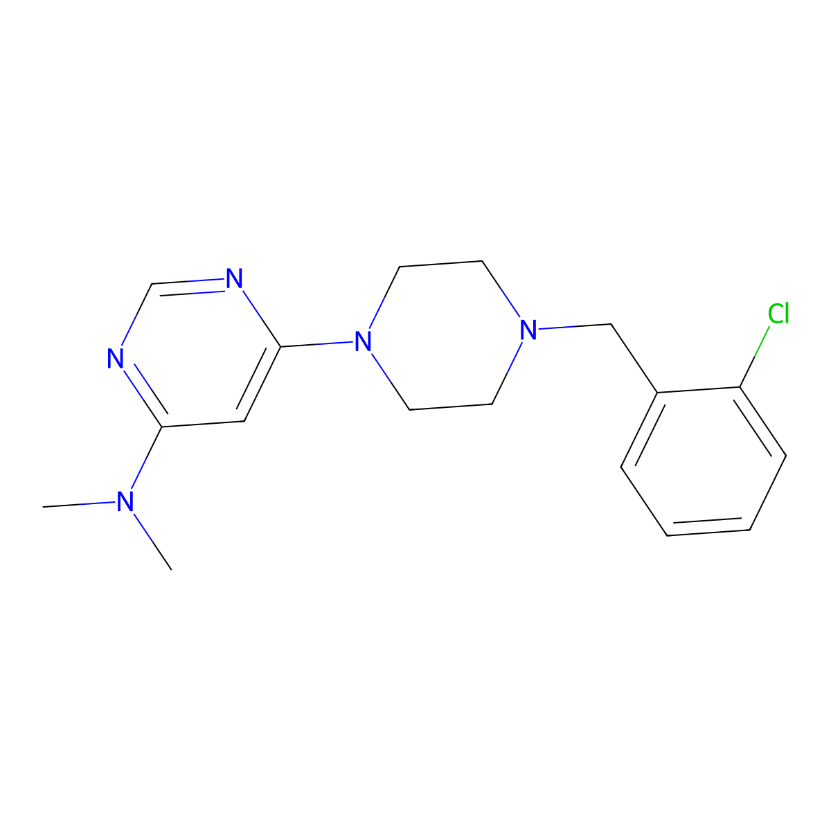 6-{4-[(2-chlorophenyl)methyl]piperazin-1-yl}-N,N-dimethylpyrimidin-4-amine molecular structure, CAS 2549062-90-8