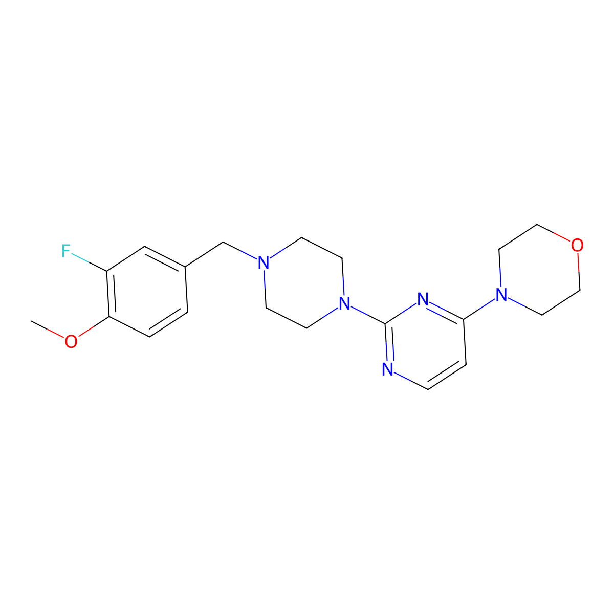 4-(2-{4-[(3-Fluoro-4-methoxyphenyl)methyl]piperazin-1-yl}pyrimidin-4-yl)morpholine molecular structure, CAS 2549063-05-8