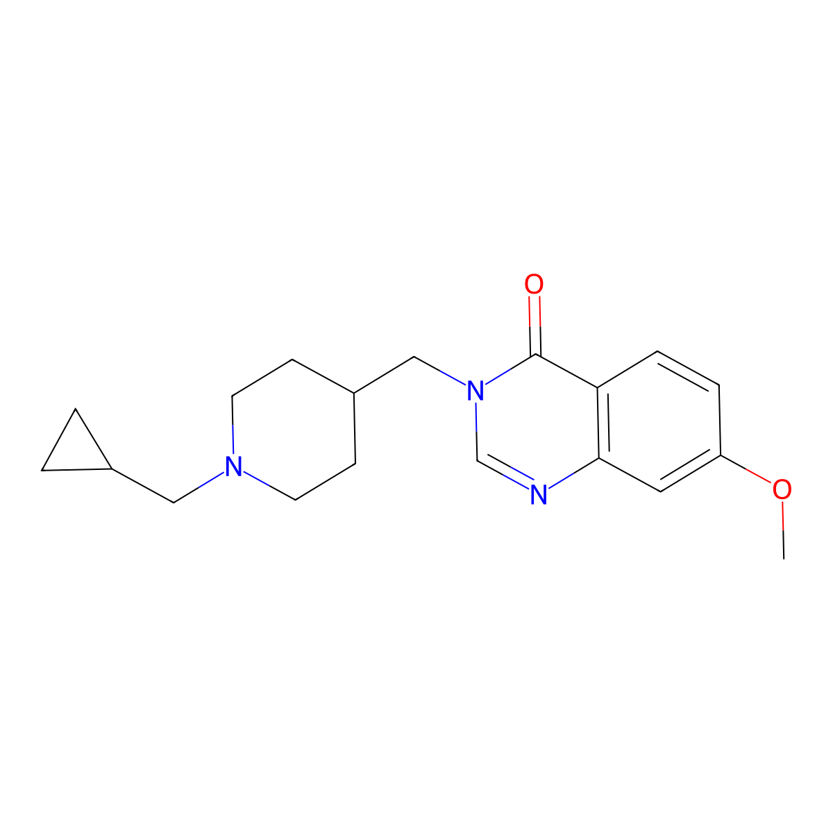 3-{[1-(Cyclopropylmethyl)piperidin-4-yl]methyl}-7-methoxy-3,4-dihydroquinazolin-4-one molecular structure, CAS 2549063-09-2