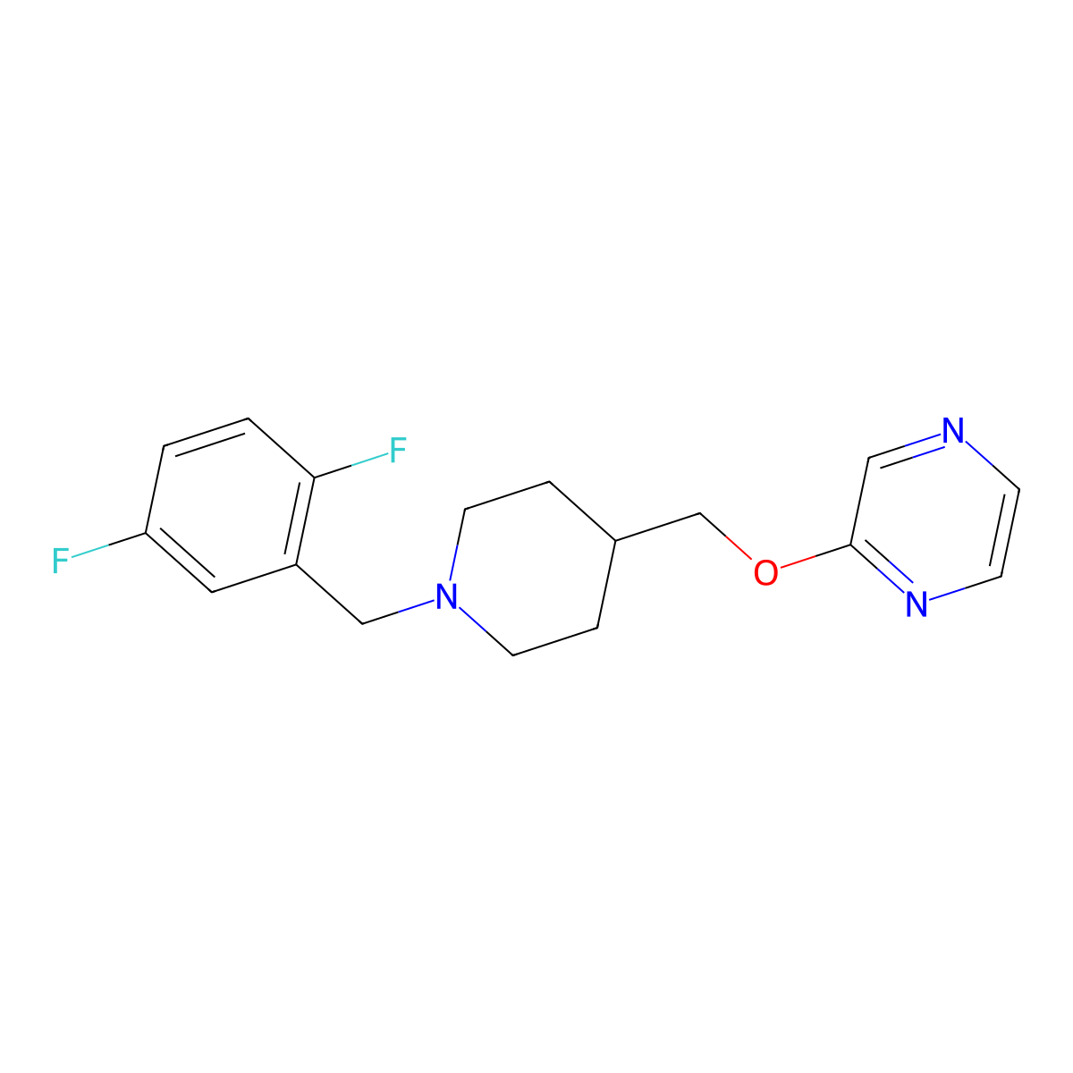 2-({1-[(2,5-Difluorophenyl)methyl]piperidin-4-yl}methoxy)pyrazine molecular structure, CAS 2549063-13-8