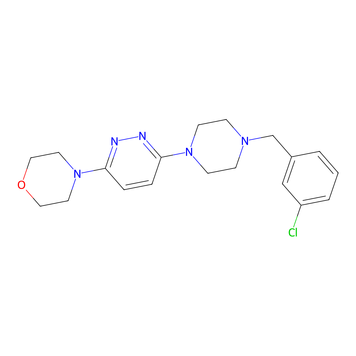 4-(6-{4-[(3-Chlorophenyl)methyl]piperazin-1-yl}pyridazin-3-yl)morpholine molecular structure, CAS 2549063-18-3