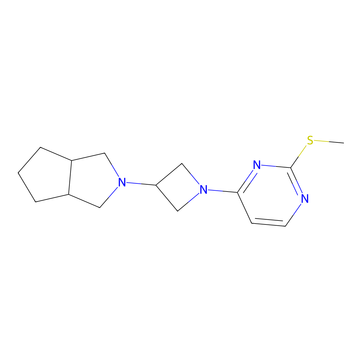 2-(Methylsulfanyl)-4-(3-{octahydrocyclopenta[c]pyrrol-2-yl}azetidin-1-yl)pyrimidine molecular structure, CAS 2549063-19-4