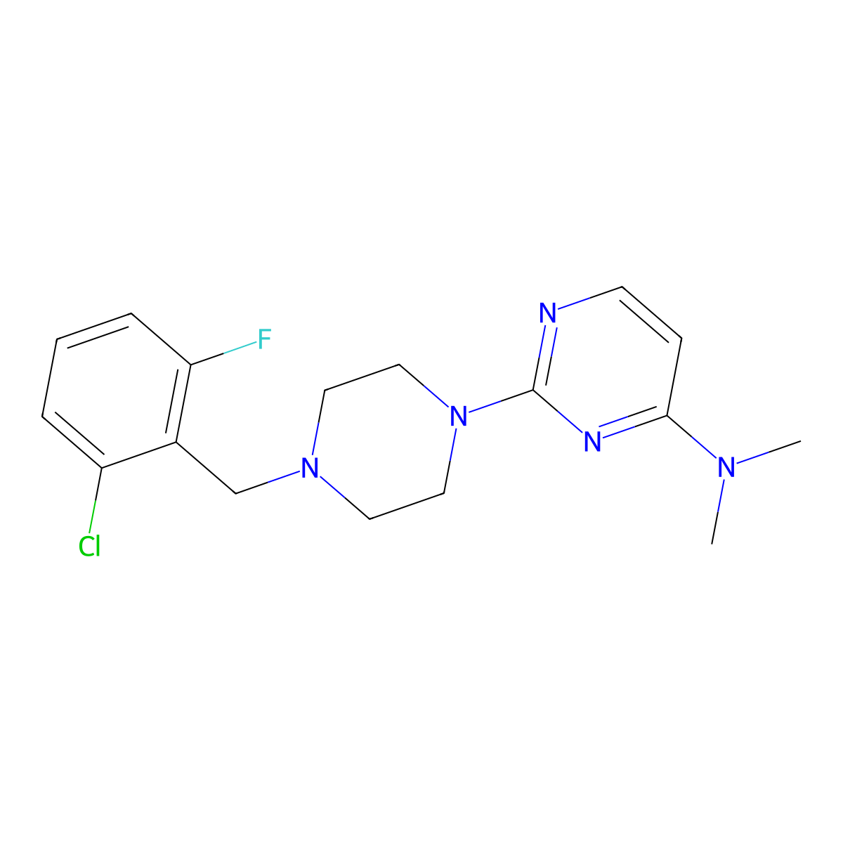 2-{4-[(2-chloro-6-fluorophenyl)methyl]piperazin-1-yl}-N,N-dimethylpyrimidin-4-amine molecular structure, CAS 2549063-20-7