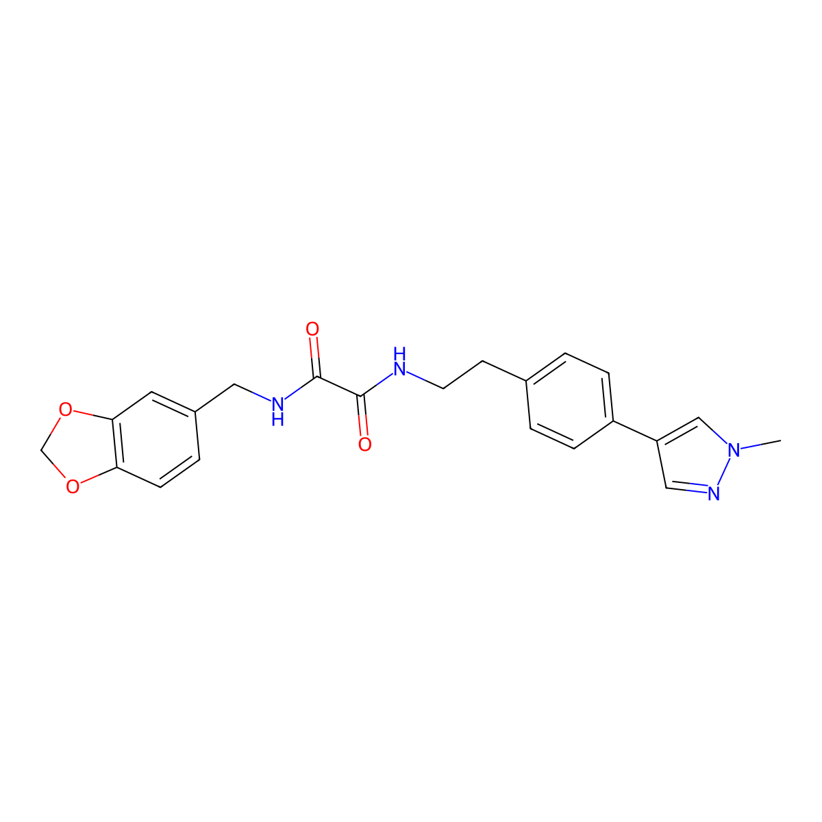 N-[(2H-1,3-benzodioxol-5-yl)methyl]-N'-{2-[4-(1-methyl-1H-pyrazol-4-yl)phenyl]ethyl}ethanediamide molecular structure, CAS 2549063-21-8