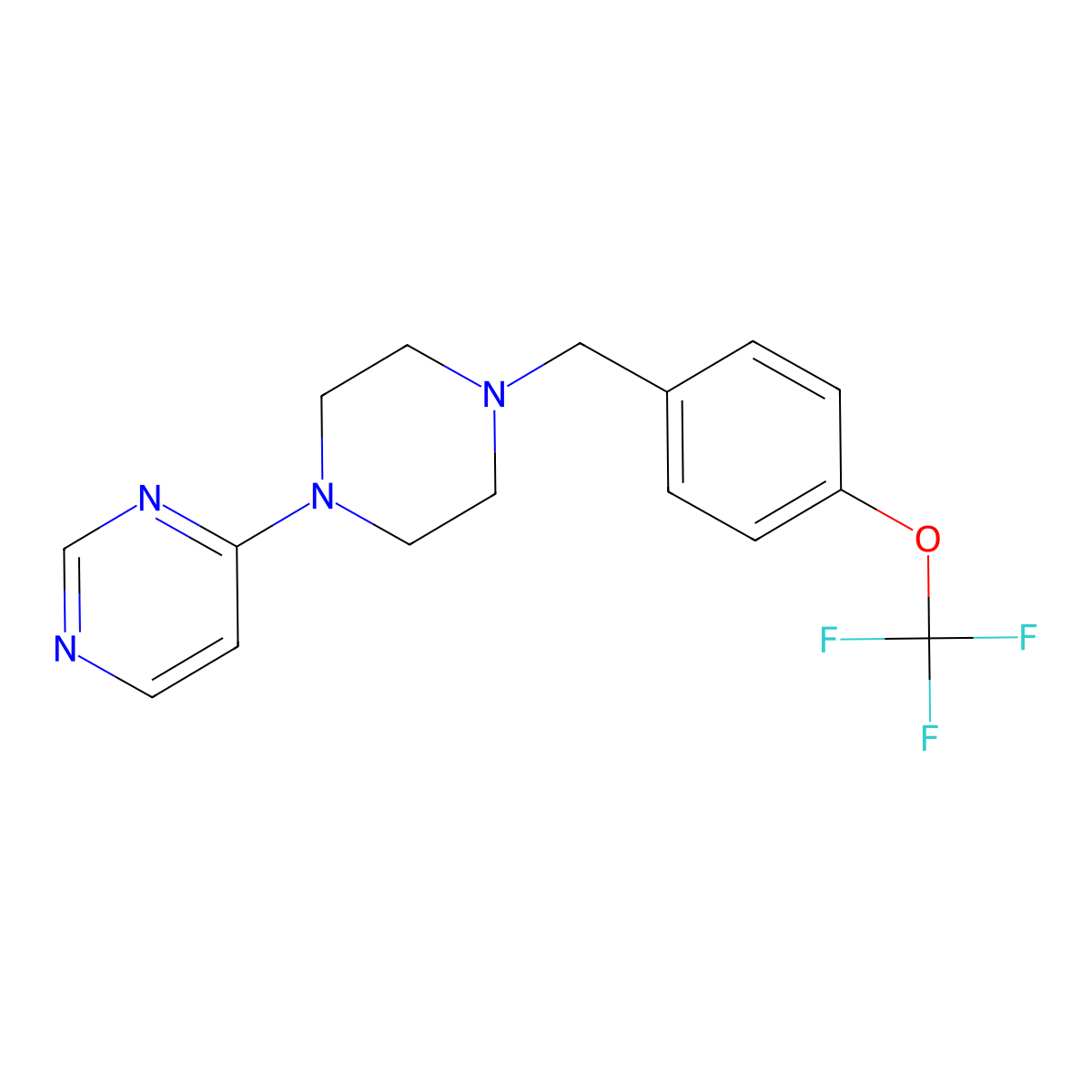 4-(4-{[4-(Trifluoromethoxy)phenyl]methyl}piperazin-1-yl)pyrimidine molecular structure, CAS 2549063-23-0