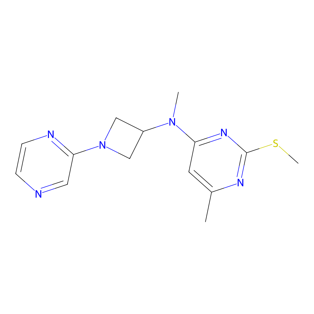 N,6-dimethyl-2-(methylsulfanyl)-N-[1-(pyrazin-2-yl)azetidin-3-yl]pyrimidin-4-amine molecular structure, CAS 2549063-25-2