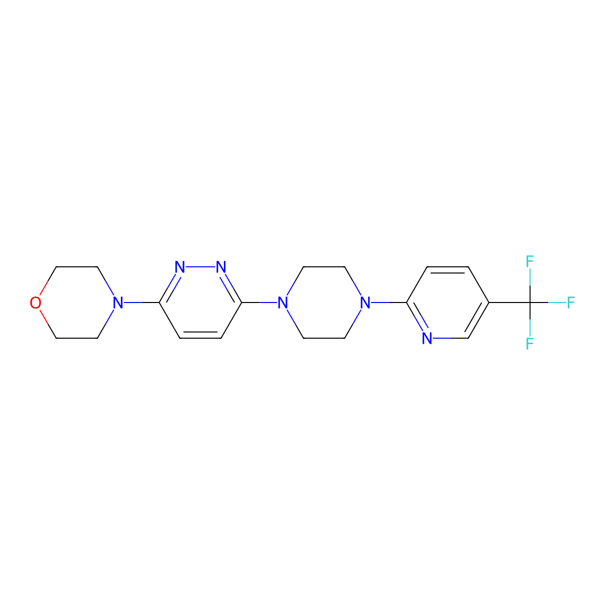 4-(6-{4-[5-(Trifluoromethyl)pyridin-2-yl]piperazin-1-yl}pyridazin-3-yl)morpholine molecular structure, CAS 2549063-27-4