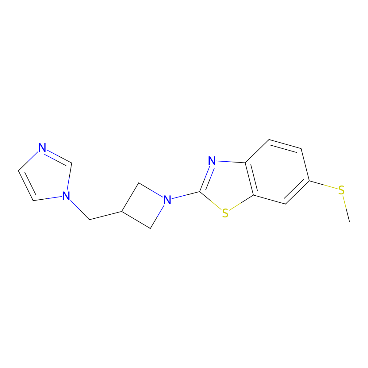 2-{3-[(1H-imidazol-1-yl)methyl]azetidin-1-yl}-6-(methylsulfanyl)-1,3-benzothiazole molecular structure, CAS 2549063-30-9