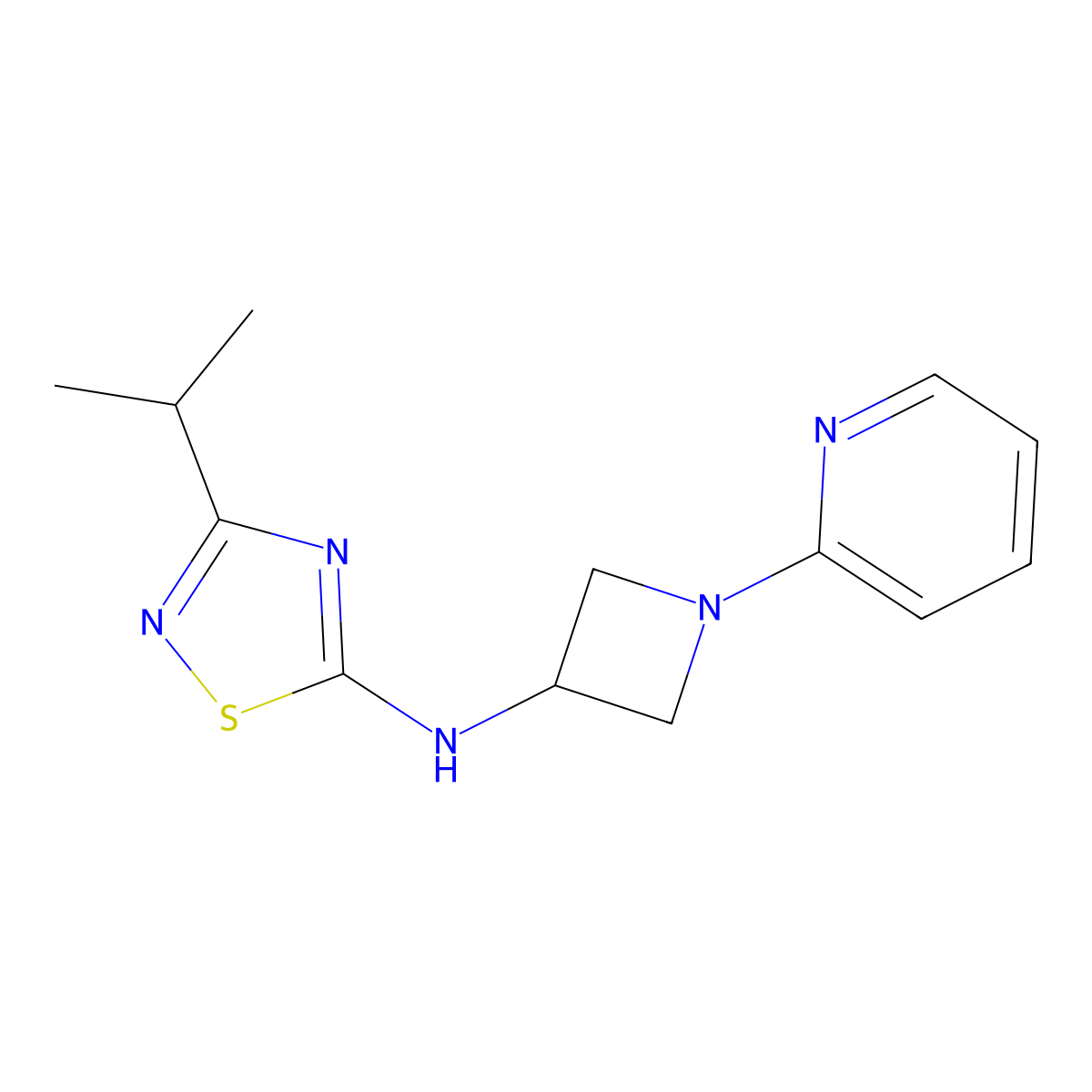3-(propan-2-yl)-N-[1-(pyridin-2-yl)azetidin-3-yl]-1,2,4-thiadiazol-5-amine molecular structure, CAS 2549063-33-2