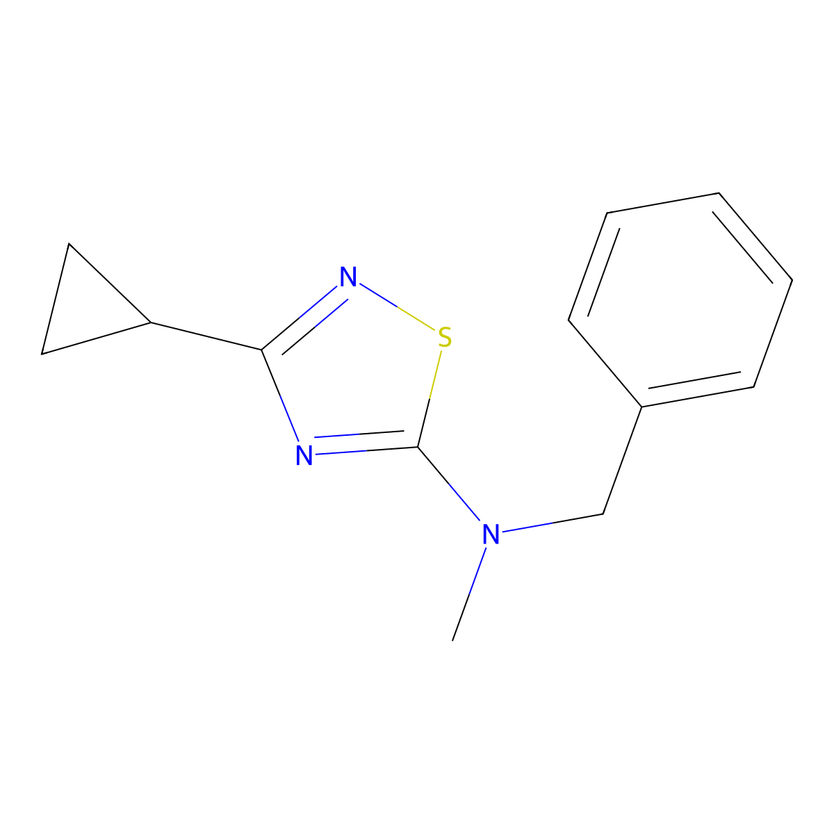 N-benzyl-3-cyclopropyl-N-methyl-1,2,4-thiadiazol-5-amine molecular structure, CAS 2549063-34-3
