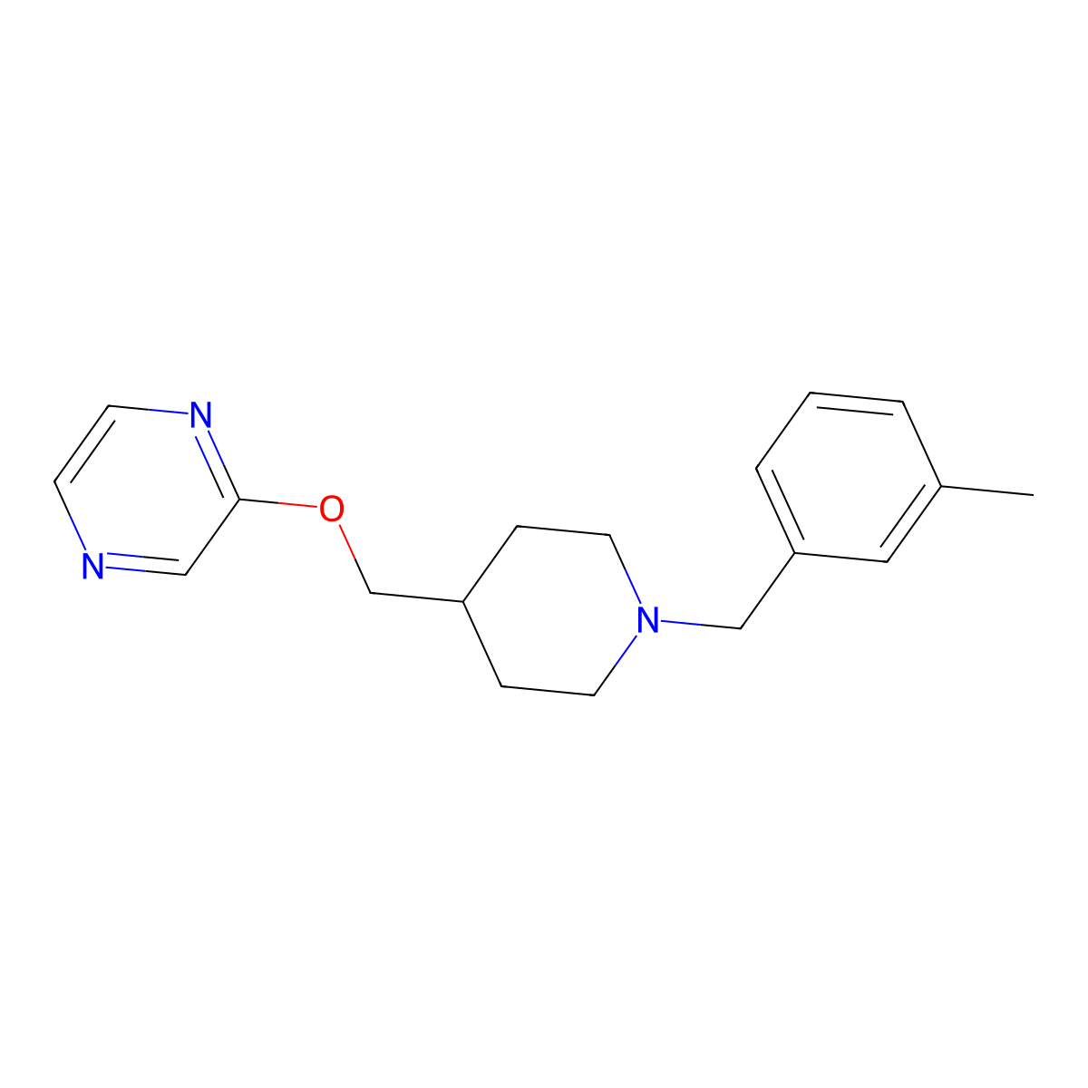 2-({1-[(3-Methylphenyl)methyl]piperidin-4-yl}methoxy)pyrazine molecular structure, CAS 2549063-36-5