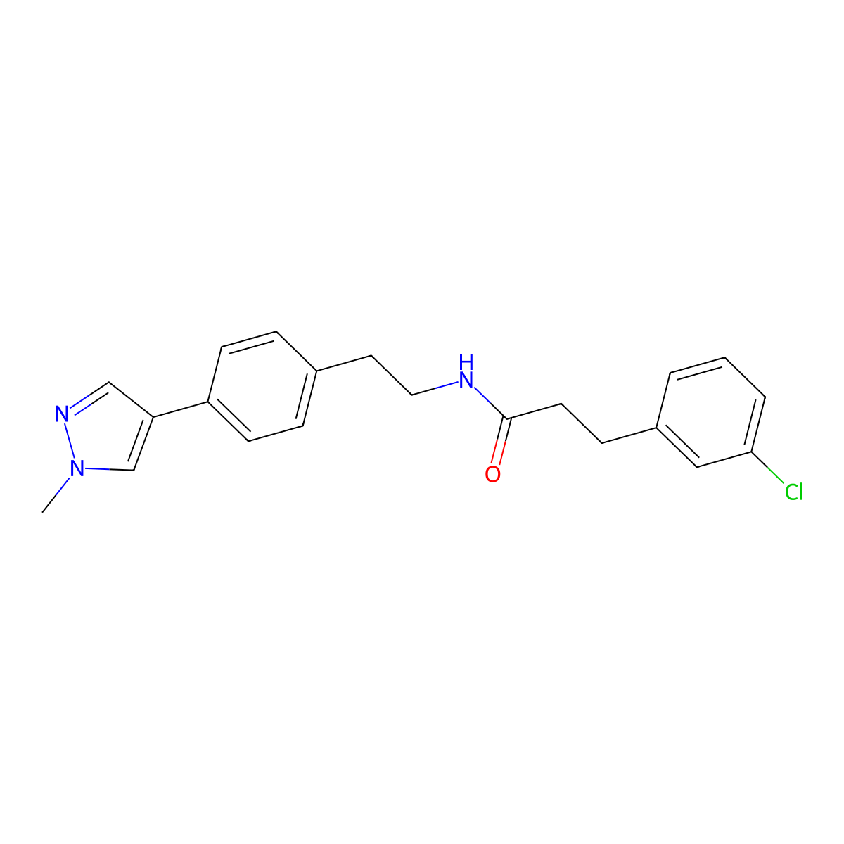 3-(3-chlorophenyl)-N-{2-[4-(1-methyl-1H-pyrazol-4-yl)phenyl]ethyl}propanamide molecular structure, CAS 2549063-41-2