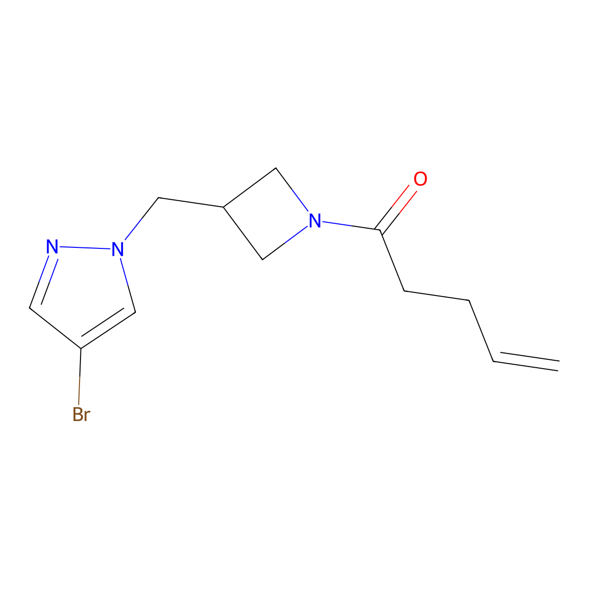 1-{3-[(4-bromo-1H-pyrazol-1-yl)methyl]azetidin-1-yl}pent-4-en-1-one molecular structure, CAS 2549063-43-4