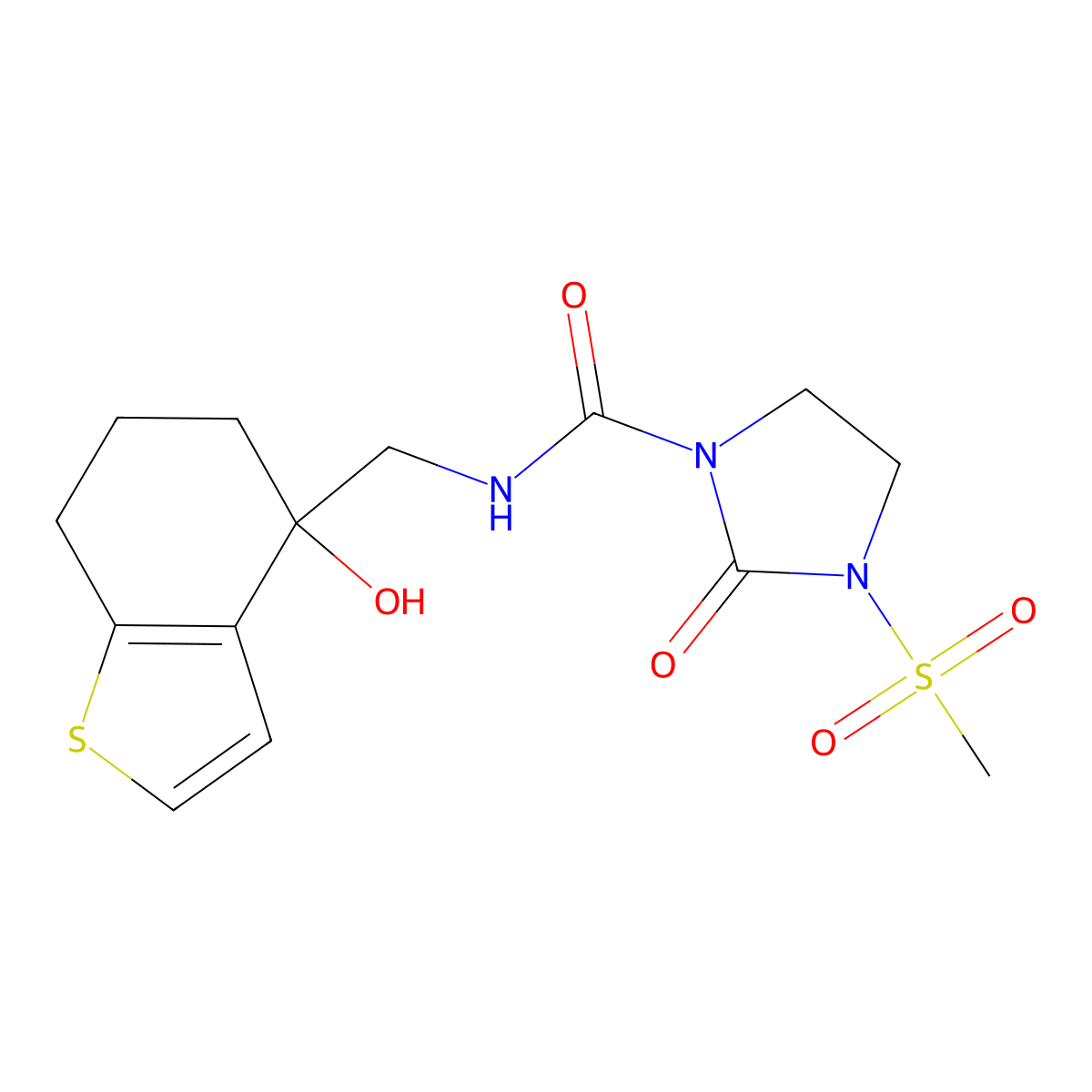 N-[(4-hydroxy-4,5,6,7-tetrahydro-1-benzothiophen-4-yl)methyl]-3-methanesulfonyl-2-oxoimidazolidine-1-carboxamide molecular structure, CAS 2549063-46-7