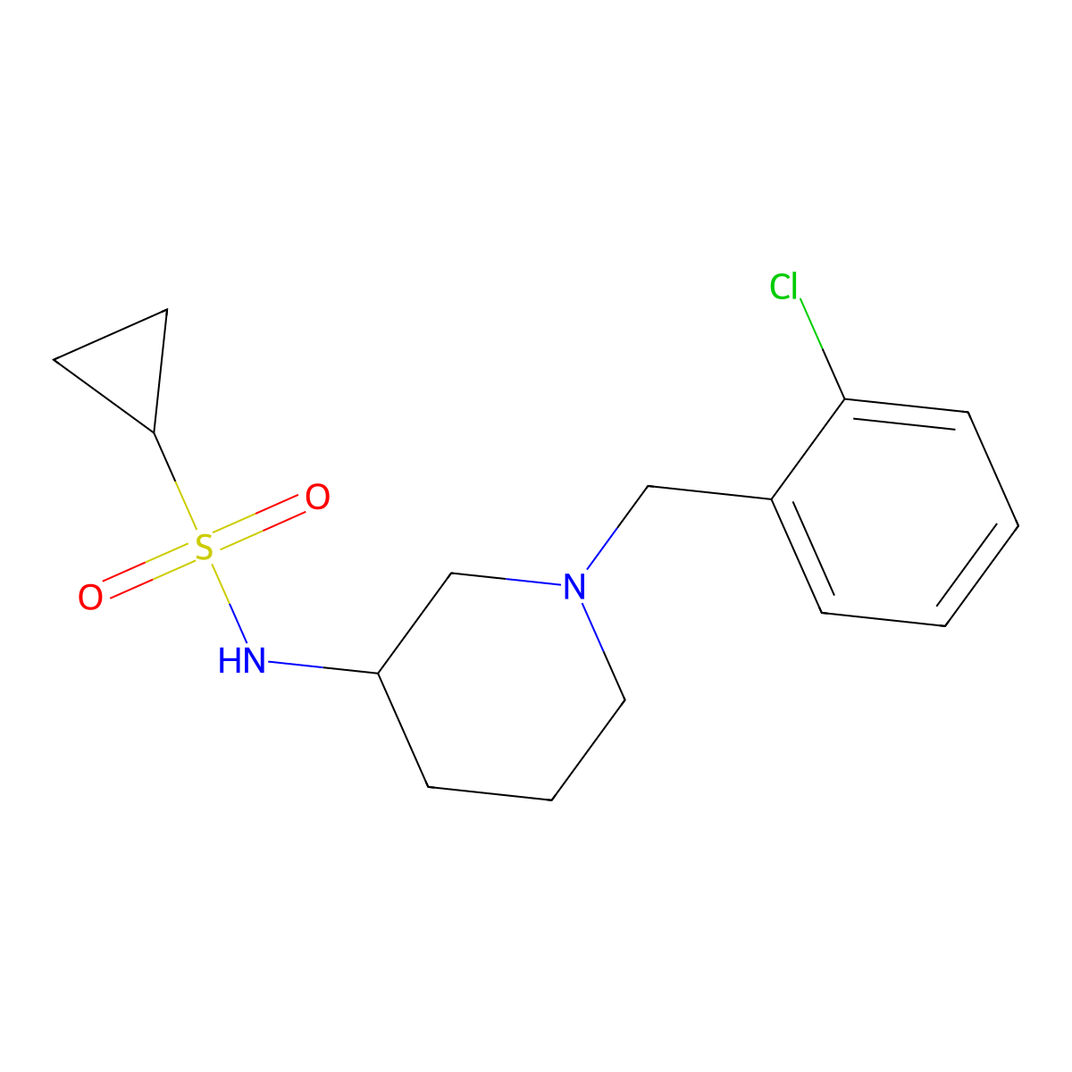 N-{1-[(2-chlorophenyl)methyl]piperidin-3-yl}cyclopropanesulfonamide molecular structure, CAS 2549063-47-8