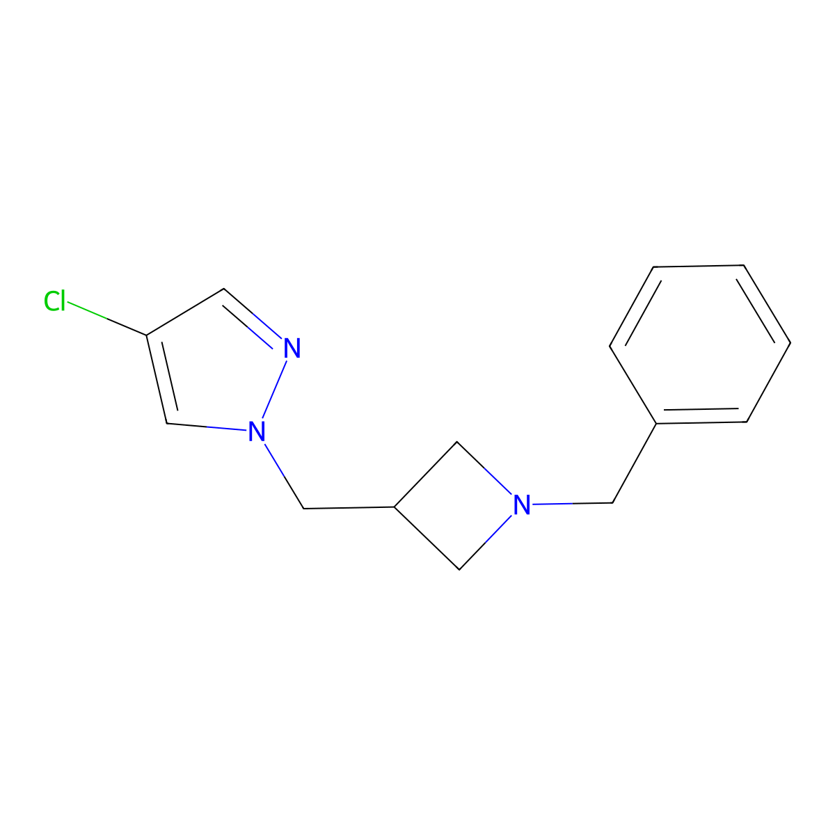 1-[(1-benzylazetidin-3-yl)methyl]-4-chloro-1H-pyrazole molecular structure, CAS 2549063-50-3